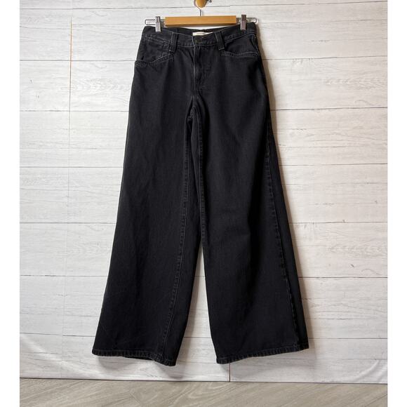 Levis Jeans Womens Size 27 Black '94 Baggy Wide Leg 100% Cotton Comfort - Picture 1 of 16
